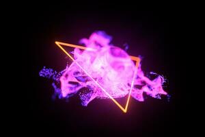 Abstract glowing particles with brilliant light, 3d rendering. photo