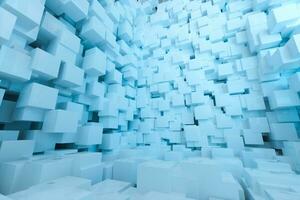 The room made of cubes, in three-dimensional space, 3d rendering. photo