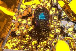 The head of the virtual robot with concepts of artificial intelligence, 3d rendering. photo