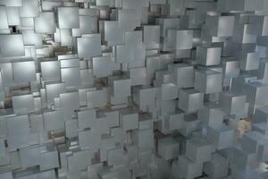 The room made of cubes, in three-dimensional space, 3d rendering. photo