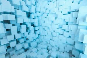 The room made of cubes, in three-dimensional space, 3d rendering. photo