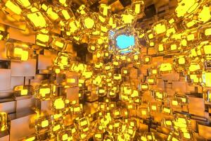 el habitación hecho de cubitos, en tridimensional espacio, 3d representación. foto