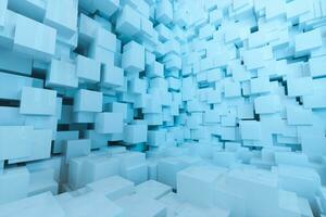 The room made of cubes, in three-dimensional space, 3d rendering. photo