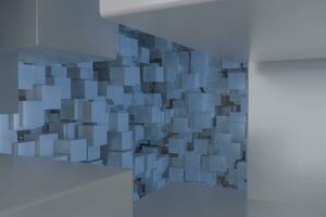 The room made of cubes, in three-dimensional space, 3d rendering. photo