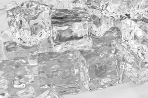 hielo cubitos apilado cada otro con blanco fondo, 3d representación. foto