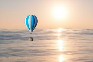 Hot air balloon flying over the ocean, 3d rendering. photo