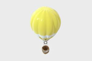 Yellow hot-air balloon with white background, 3d rendering. photo