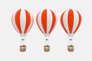 Red hot-air balloon with white background, 3d rendering. photo