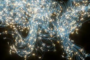 Glowing dots with dark background, dreamlike dots, 3d rendering. photo