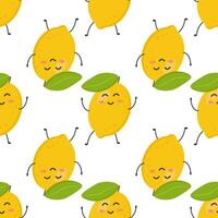 Seamless pattern of cute colorful yellow lemons. vector