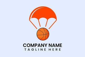 Flat vector parachute balloon ball sport logo