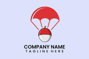 Flat vector parachute balloon Lychee logo modern