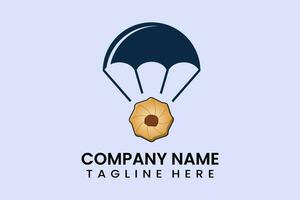 Flat vector parachute balloon bomb logo template