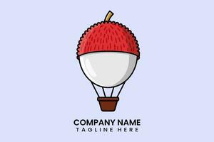 Flat vector parachute balloon Lychee logo modern