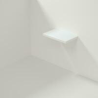 White empty cube shelf in the empty room, 3d rendering. photo