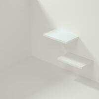 White empty cube shelf in the empty room, 3d rendering. photo