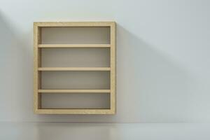 Empty wooden cube shelf in the empty room, 3d rendering. photo