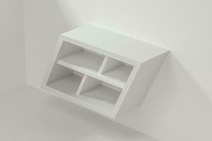 White empty cube shelf in the empty room, 3d rendering. photo