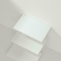 White empty cube shelf in the empty room, 3d rendering. photo