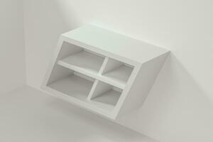 White empty cube shelf in the empty room, 3d rendering. photo