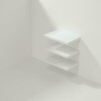 White empty cube shelf in the empty room, 3d rendering. photo