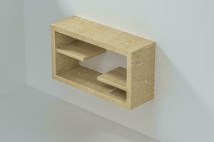 Empty wooden cube shelf in the empty room, 3d rendering. photo