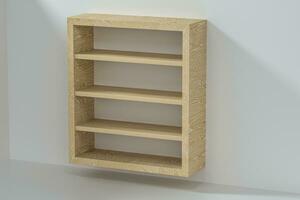 Empty wooden cube shelf in the empty room, 3d rendering. photo