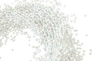 A mass of flowing spheres with white background, 3d rendering. photo