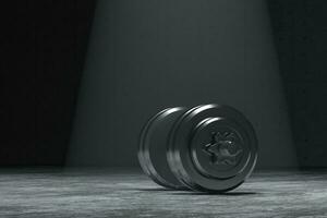 Dumbbells with concrete background, fitness theme, 3d rendeirng. photo