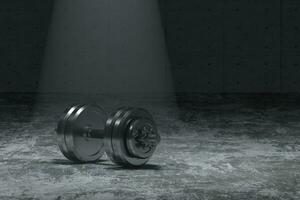 Dumbbells with concrete background, fitness theme, 3d rendeirng. photo