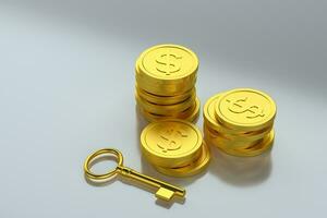 The dollar coins with white background, 3d rendering. photo