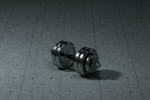 Dumbbells with concrete background, fitness theme, 3d rendeirng. photo