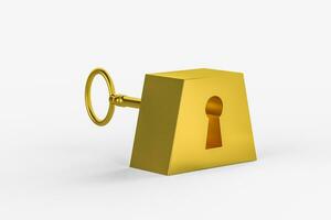 The keyhole with its key background, 3d rendering. photo