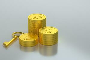 The dollar coins with white background, 3d rendering. photo