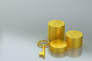 The dollar coins with white background, 3d rendering. photo