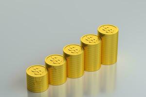 The dollar coins with white background, 3d rendering. photo