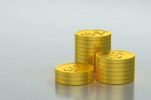 The dollar coins with white background, 3d rendering. photo