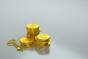 The dollar coins with white background, 3d rendering. photo