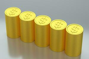 The dollar coins with white background, 3d rendering. photo