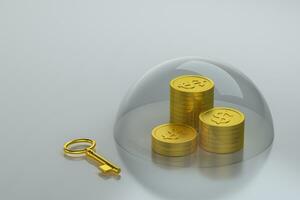 The dollar coins with white background, 3d rendering. photo
