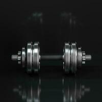 Dumbbells with black background, fitness theme, 3d rendeirng. photo