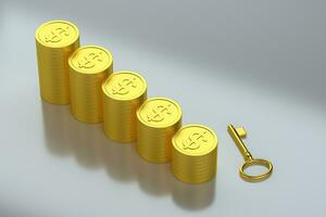 The dollar coins with white background, 3d rendering. photo