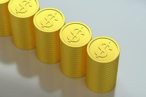 The dollar coins with white background, 3d rendering. photo