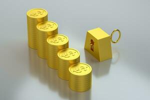 The dollar coins with white background, 3d rendering. photo