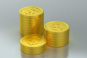 The dollar coins with white background, 3d rendering. photo