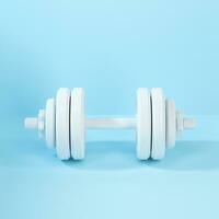 Dumbbells with blue background, fitness theme, 3d rendeirng. photo