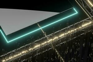 Steel frame and glowing cubes, 3d rendering. photo