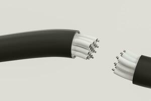 Cable with extended core, electronic connection product, 3d rendering. photo