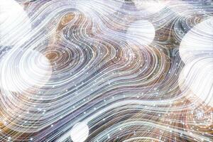 Flowing curves with colorful background, 3d rendering. photo