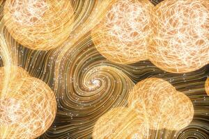 Flowing curves with colorful background, 3d rendering. photo